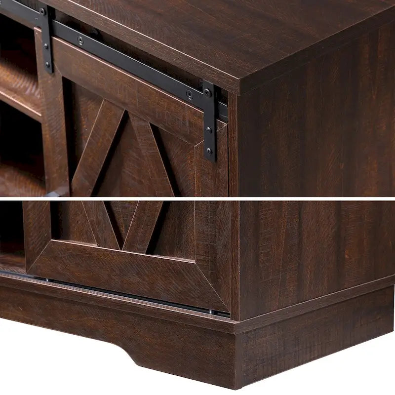 Farmhouse Sliding Barn Door Wood TV Stand / Storage Cabinet