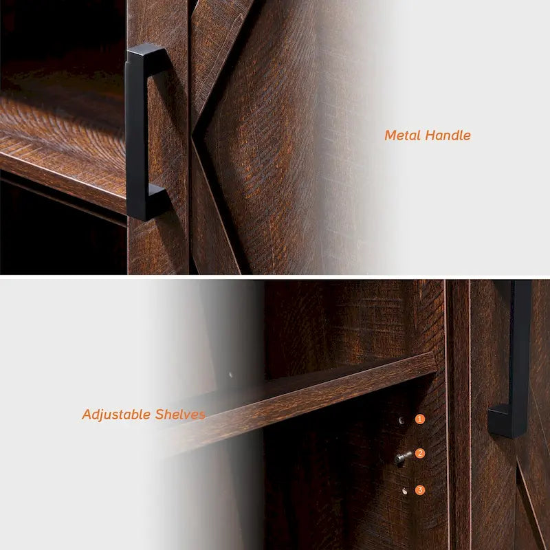 Farmhouse Sliding Barn Door Wood TV Stand / Storage Cabinet
