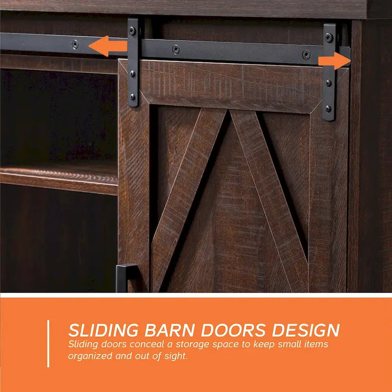 Farmhouse Sliding Barn Door Wood TV Stand / Storage Cabinet