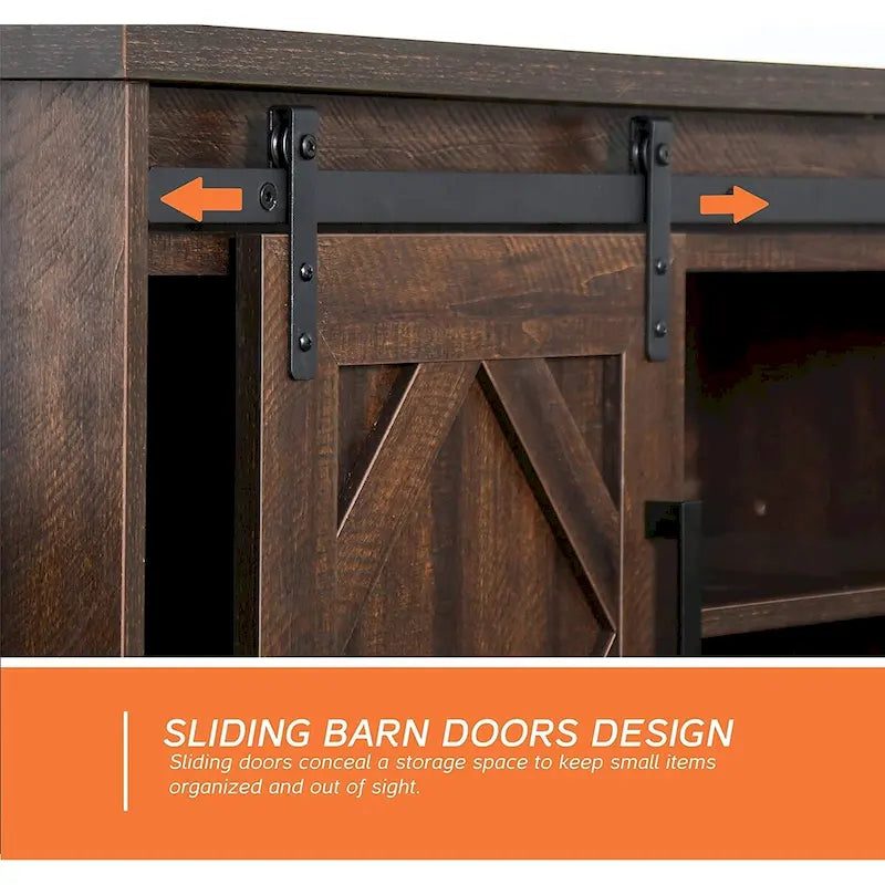 Farmhouse Sliding Barn Door Wood TV Stand / Storage Cabinet