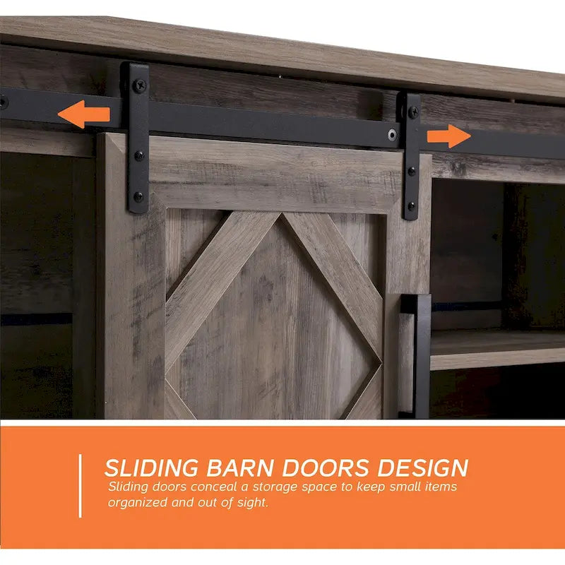 Farmhouse Sliding Barn Door Wood TV Stand / Storage Cabinet