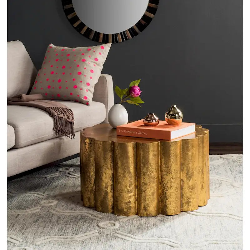 SAFAVIEH Carolee Gold Drum Coffee Table - 28 x 28 x 15 - 28Wx28Dx15H