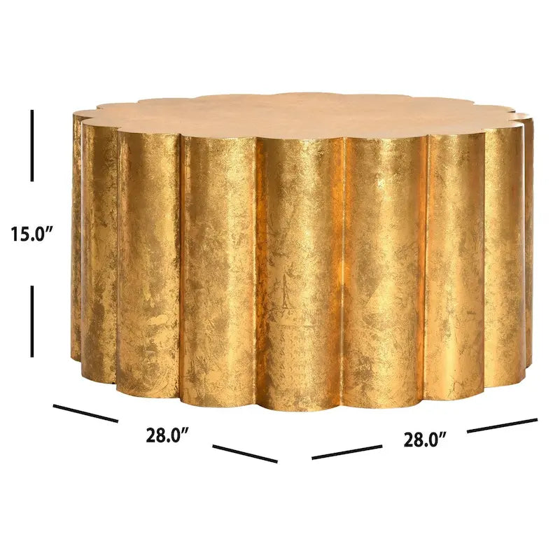Gold Drum Coffee Table, 28 x 28 x 15