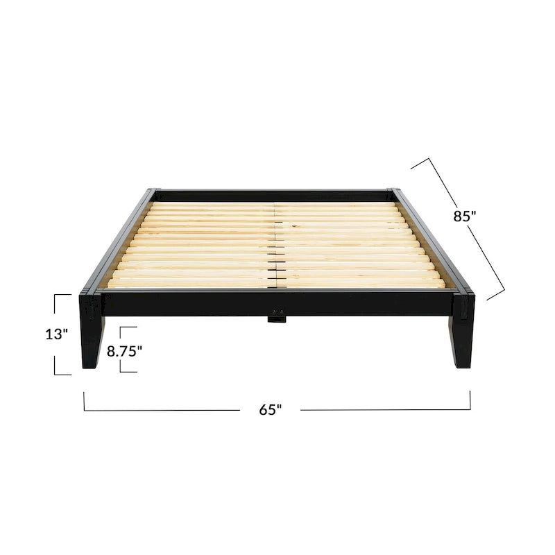 Solid Wood Platform Bed with Japanese Joinery