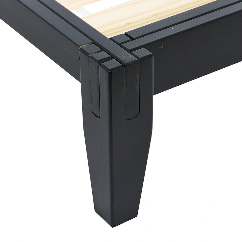 Solid Wood Platform Bed with Japanese Joinery