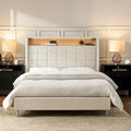 Modern 61.5 Geometric Pattern Bed with Storage Headboard and Warm Night Light