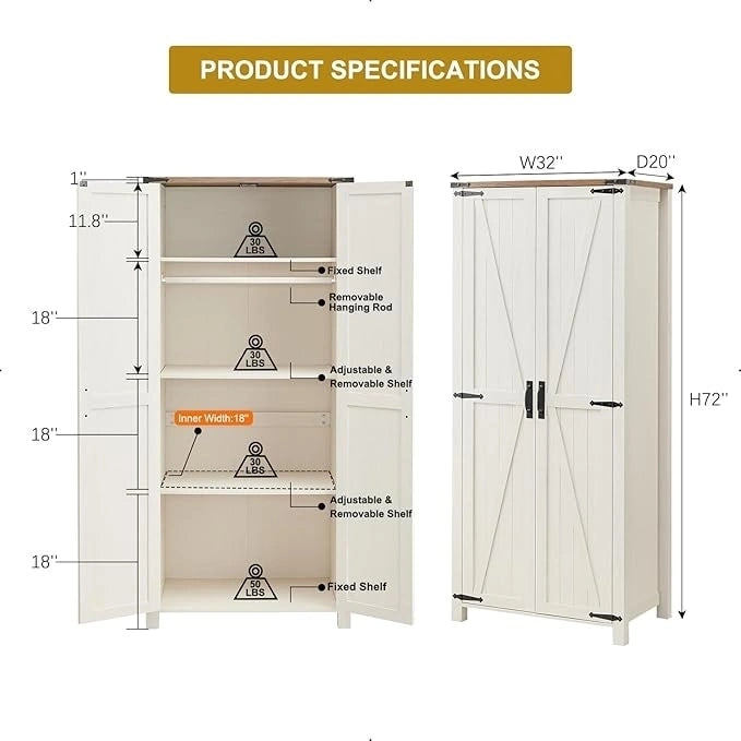 Farmhouse Storage Cabinet, Armoire, Rustic Pantry, Versatile Storage