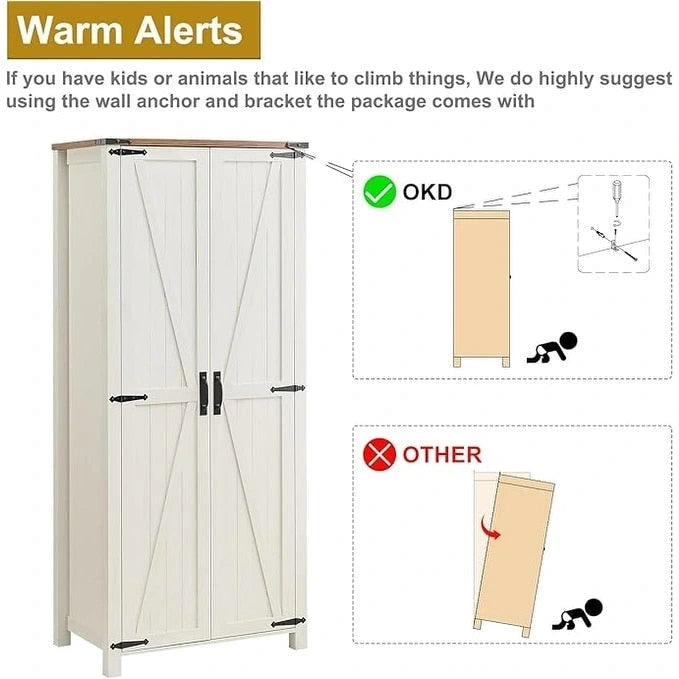 Farmhouse Storage Cabinet, Armoire, Rustic Pantry, Versatile Storage
