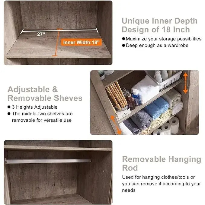 Farmhouse Storage Cabinet, Armoire, Rustic Pantry, Versatile Storage