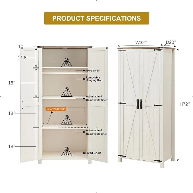 Farmhouse Storage Cabinet, Armoire, Rustic Pantry, Versatile Storage