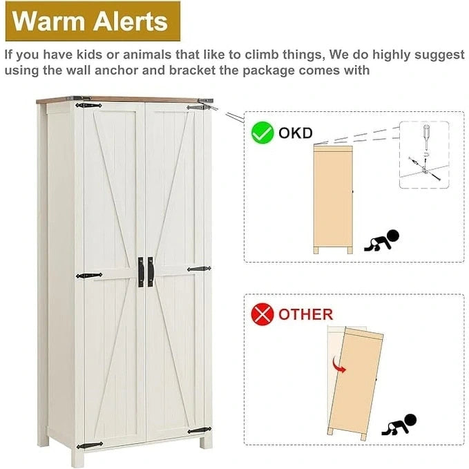 Farmhouse Storage Cabinet, Armoire, Rustic Pantry, Versatile Storage