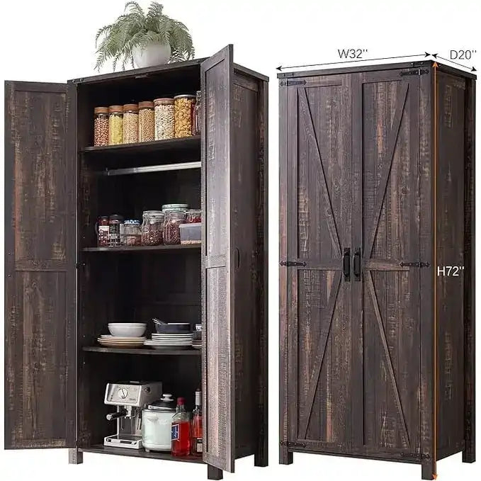 Farmhouse Storage Cabinet, Armoire, Rustic Pantry, Versatile Storage