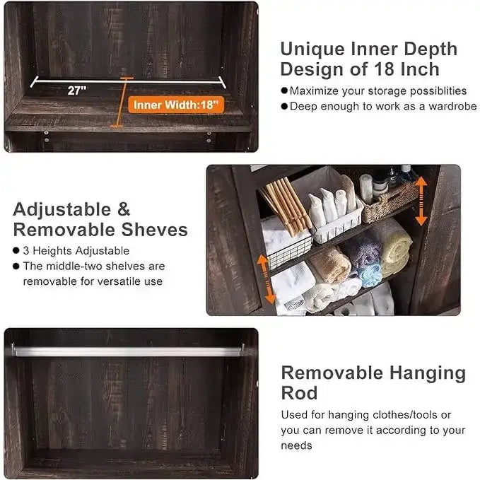 Farmhouse Storage Cabinet, Armoire, Rustic Pantry, Versatile Storage