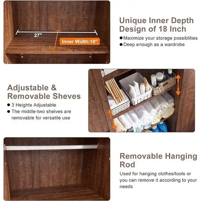 Farmhouse Storage Cabinet, Armoire, Rustic Pantry, Versatile Storage