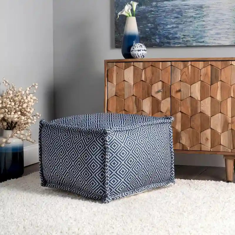 Aztec Print Indoor/Outdoor Ottoman Pouf