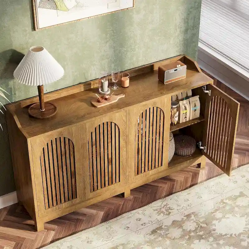 Sideboard Buffet Cabinet, 57 Farmhouse Storage Cabinet with Doors and Adjustable Shelf