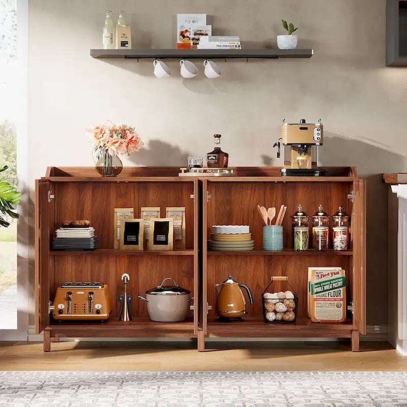 Sideboard Buffet Cabinet, 57 Farmhouse Storage Cabinet with Doors and Adjustable Shelf