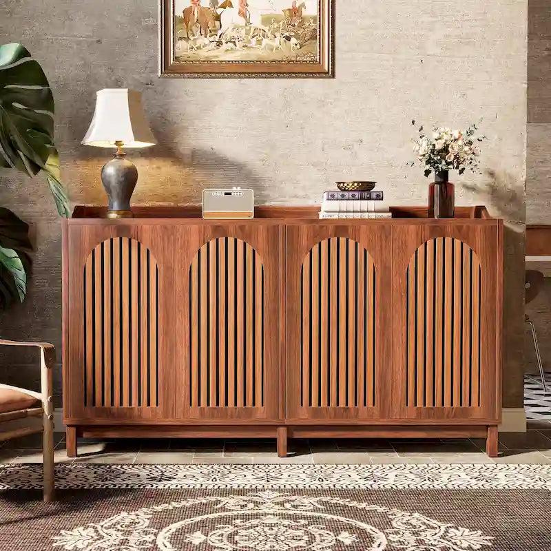 Sideboard Buffet Cabinet, 57 Farmhouse Storage Cabinet with Doors and Adjustable Shelf