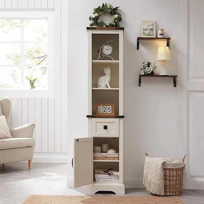 Farmhouse Bathroom Storage Cabinet, Storage Cabinet, Tall Linen Tower