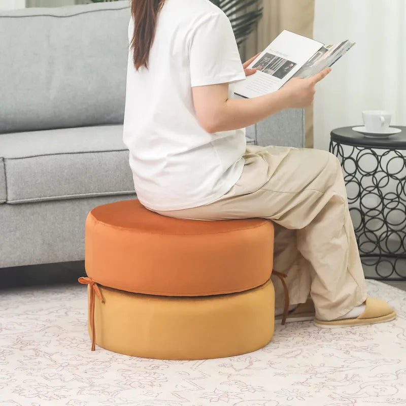 Pouf rond rembourré Repose-pieds Ottomane
