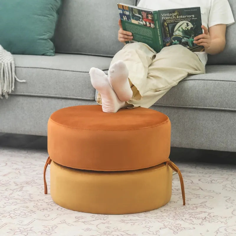Pouf rond rembourré Repose-pieds Ottomane