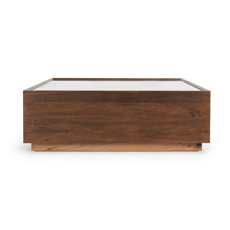49 Inch Glass and Wood Coffee Table