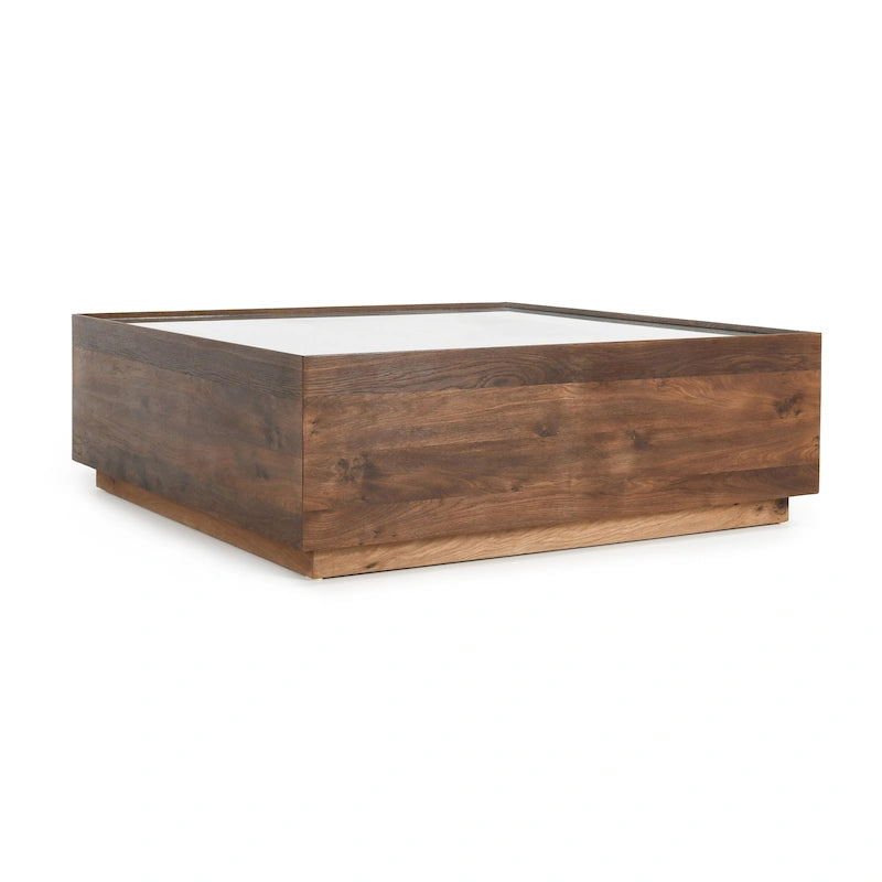 49 Inch Glass and Wood Coffee Table