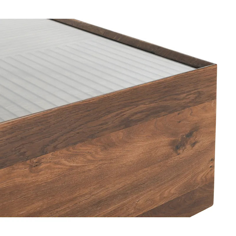 49 Inch Glass and Wood Coffee Table